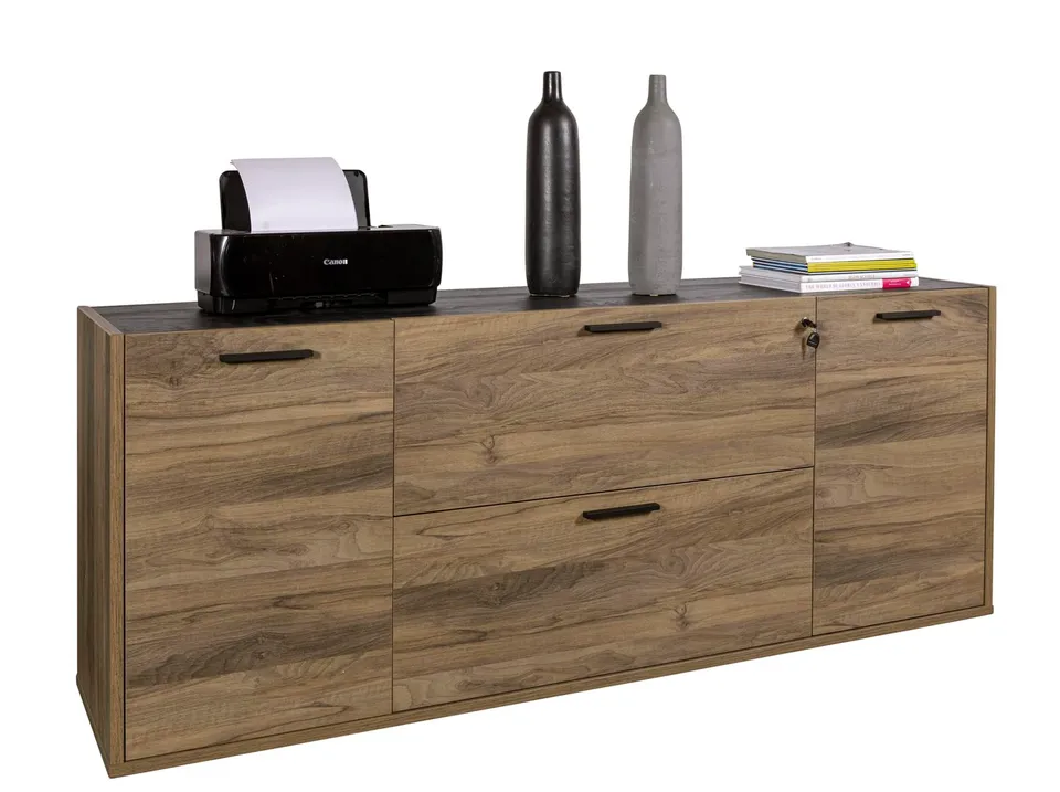 Composad Davinci Brera Cassettiera 2 Ante 2 Cassetti Noce Nero