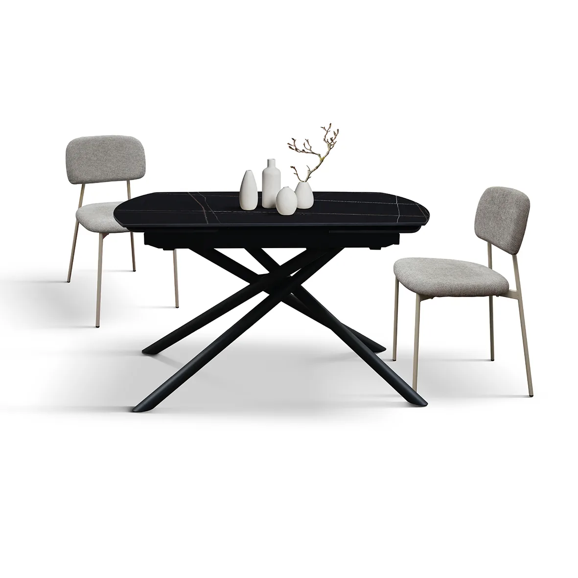 Epocantica Nero Sahara tavolo allungabile ceramica base croce