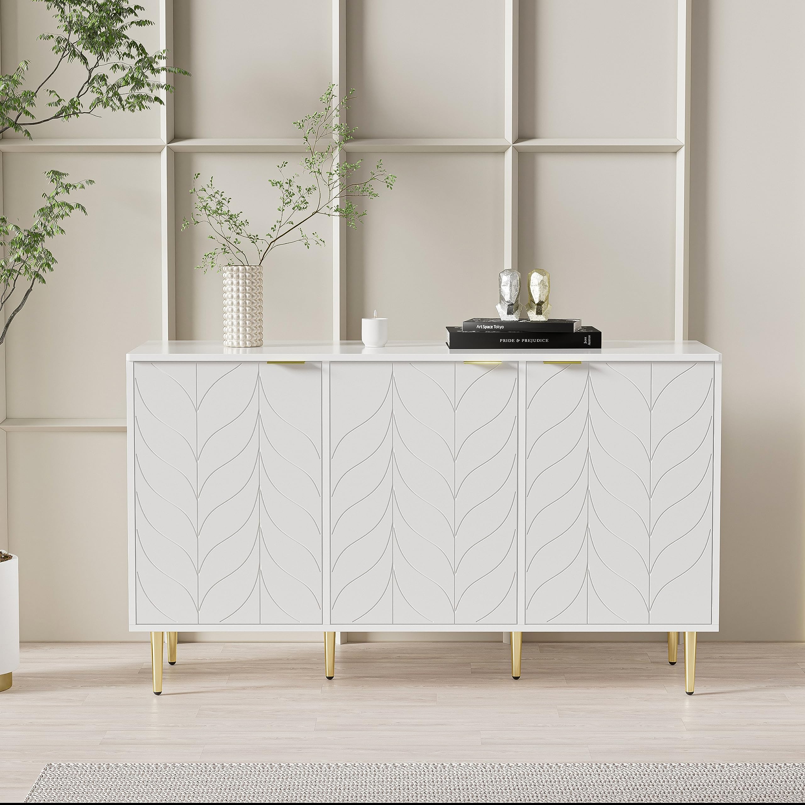 Dolamaní cassettiera bianca floreale 127 cm maniglie oro