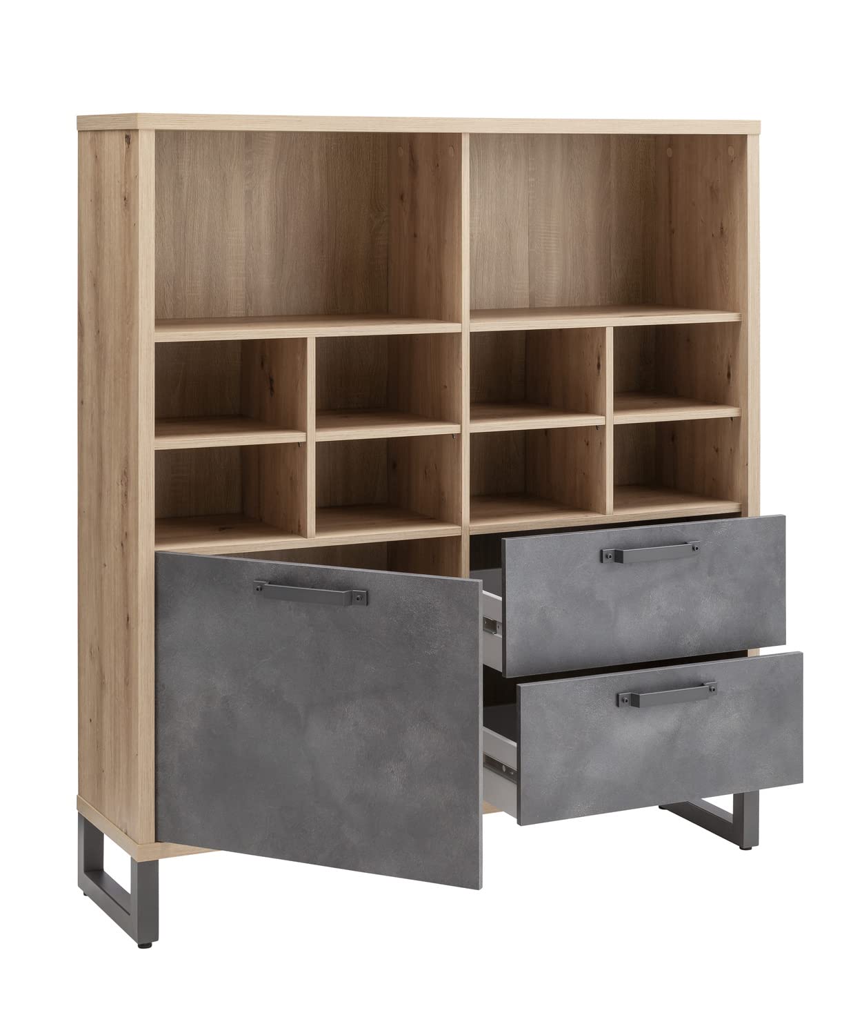 Composad LaFabrica Libreria 2 Cassetti 1 Anta Rovere Grigio Industrial