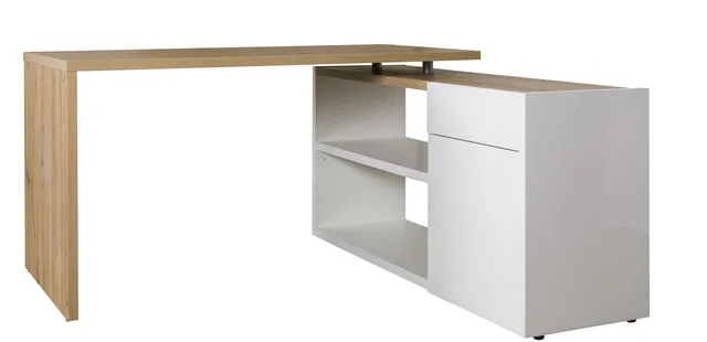 Composad Abile Scrivania Angolare Cassetto Bianco Rovere