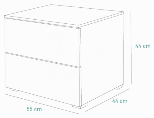 COMPOSAD Privilegio Comodino 2 Cassetti Bianco Laccato 55 cm