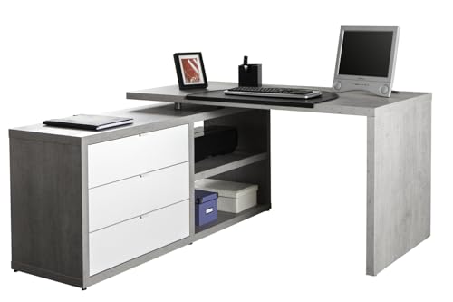 Composad Pratico scrivania angolare 3 cassetti cemento 140 cm