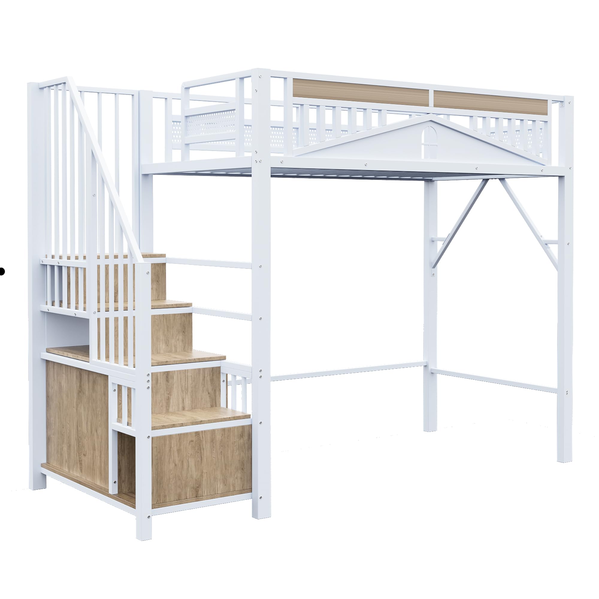 Dolamani Bianco B Letto a Soppalco Metallo 90x200 cm