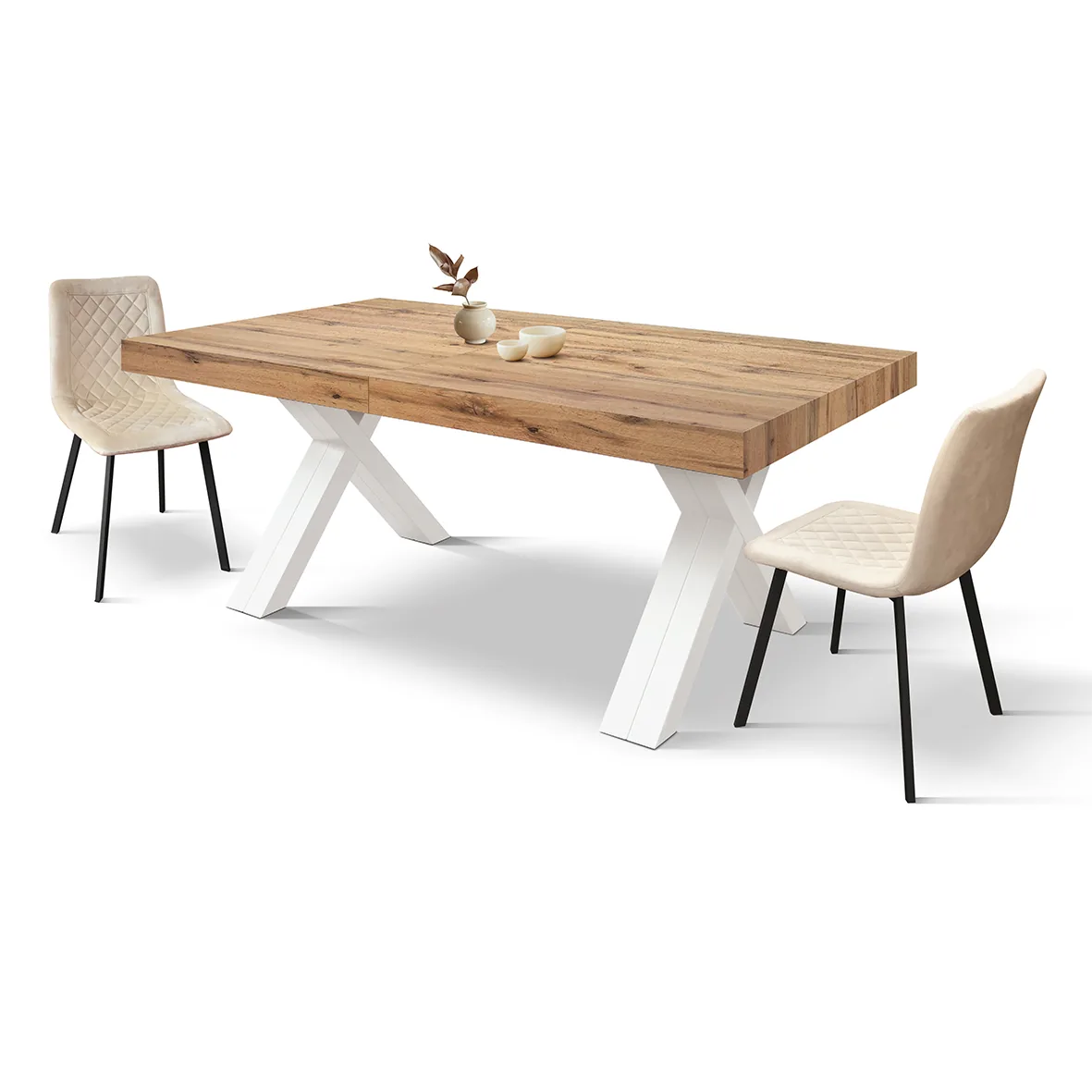 Epocantica Tavolo Allungabile 180-480 cm Gambe a X Rovere