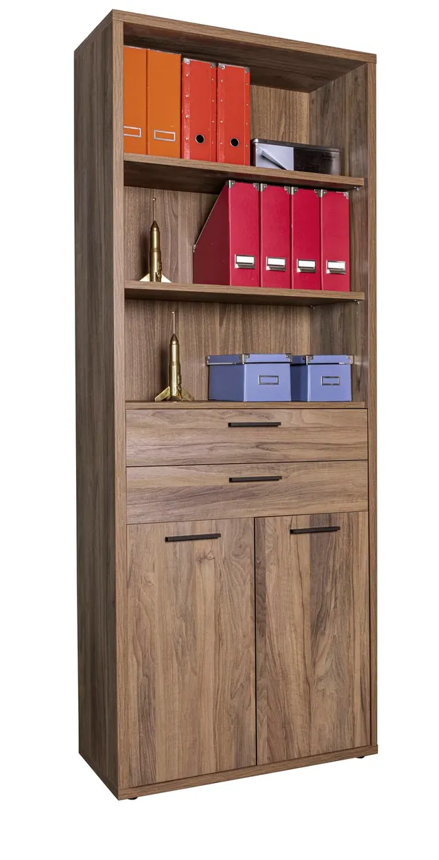 Composad Davinci Brera libreria alta 2 ante 2 cassetti noce
