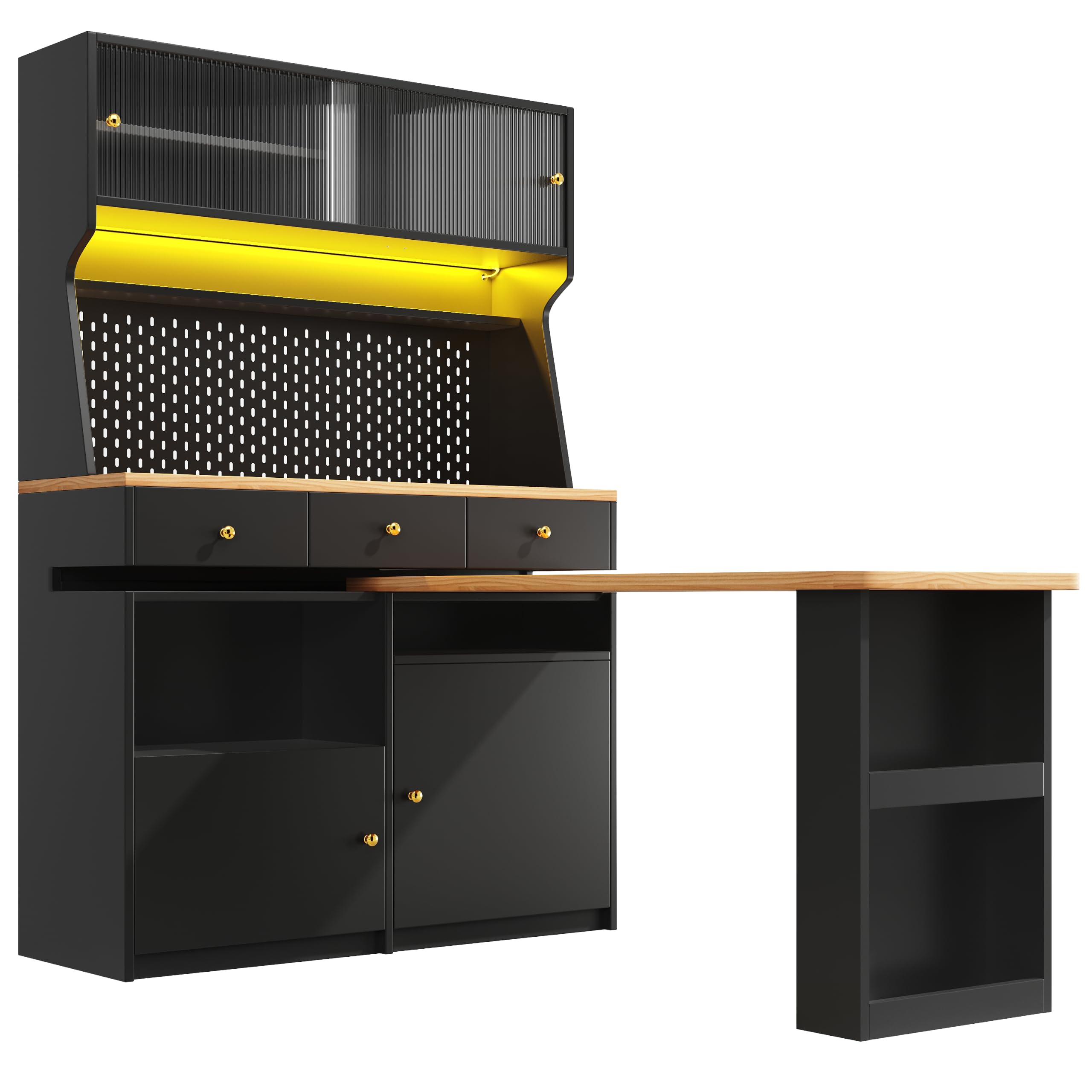 Dolamaní credenza buffet cucina nero con LED 137 cm