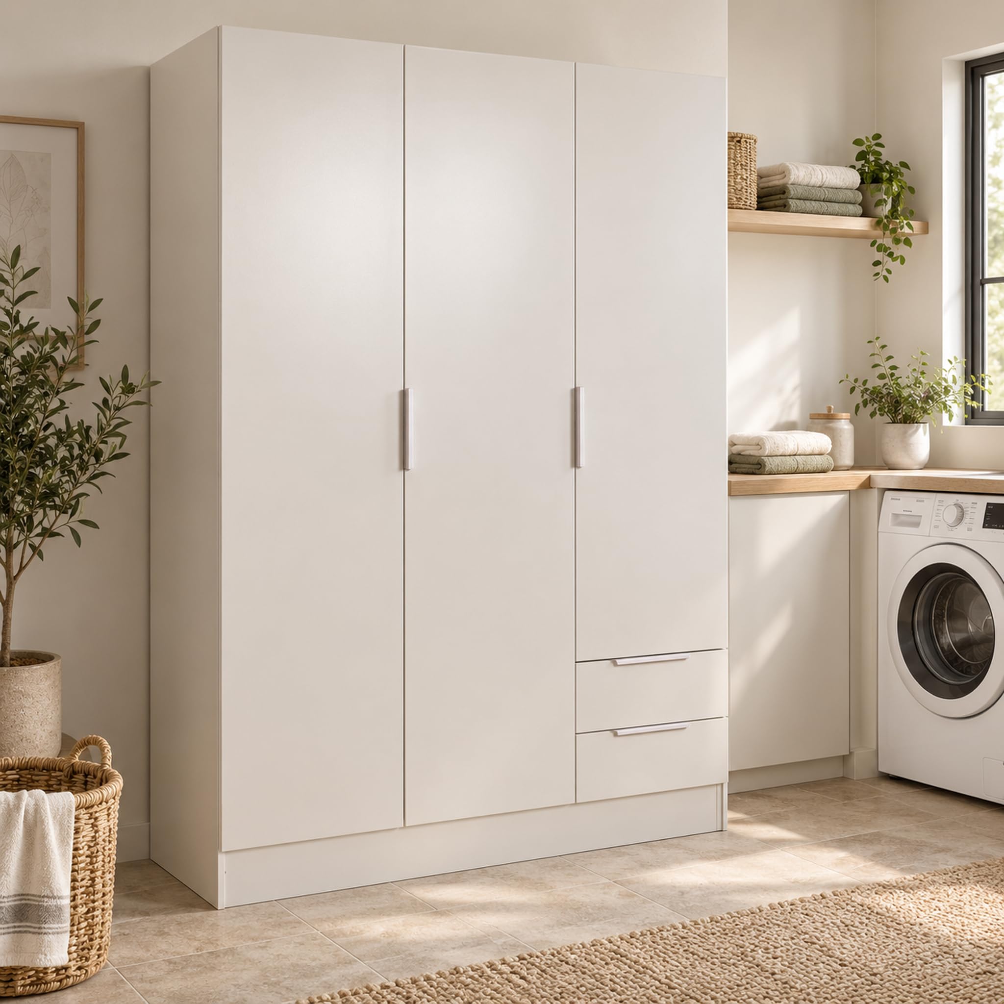 Composad Espresso Armadio 3 Ante 2 Cassetti Bianco 119x184 cm K04