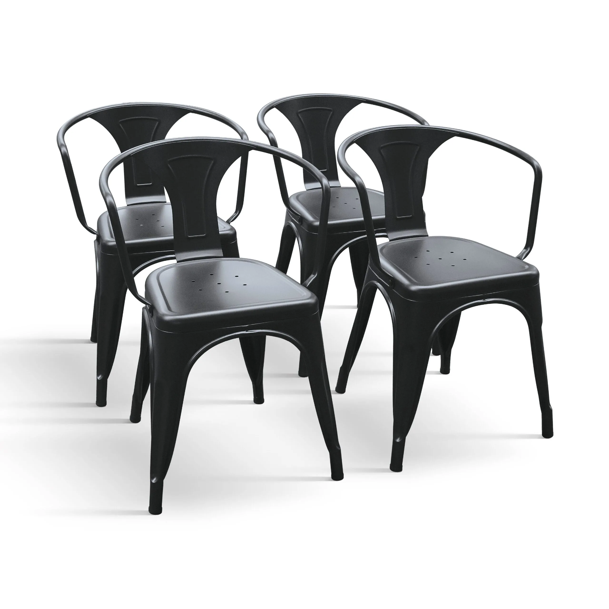 EPOCANTICA Set 4 Sedie Metallo con Schienale grigio
