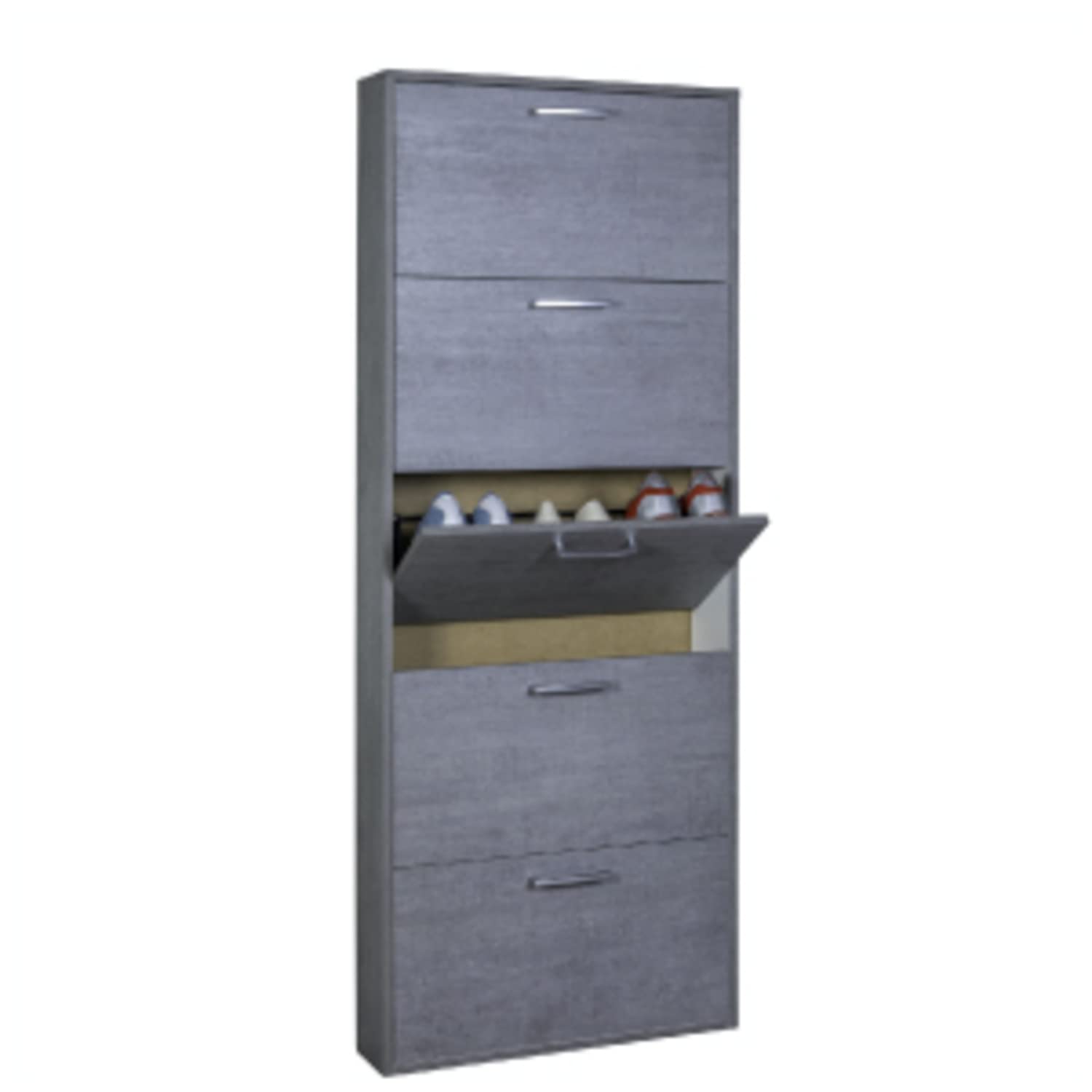 Composad Facile scarpiera 5 ribalte grigio cemento slim