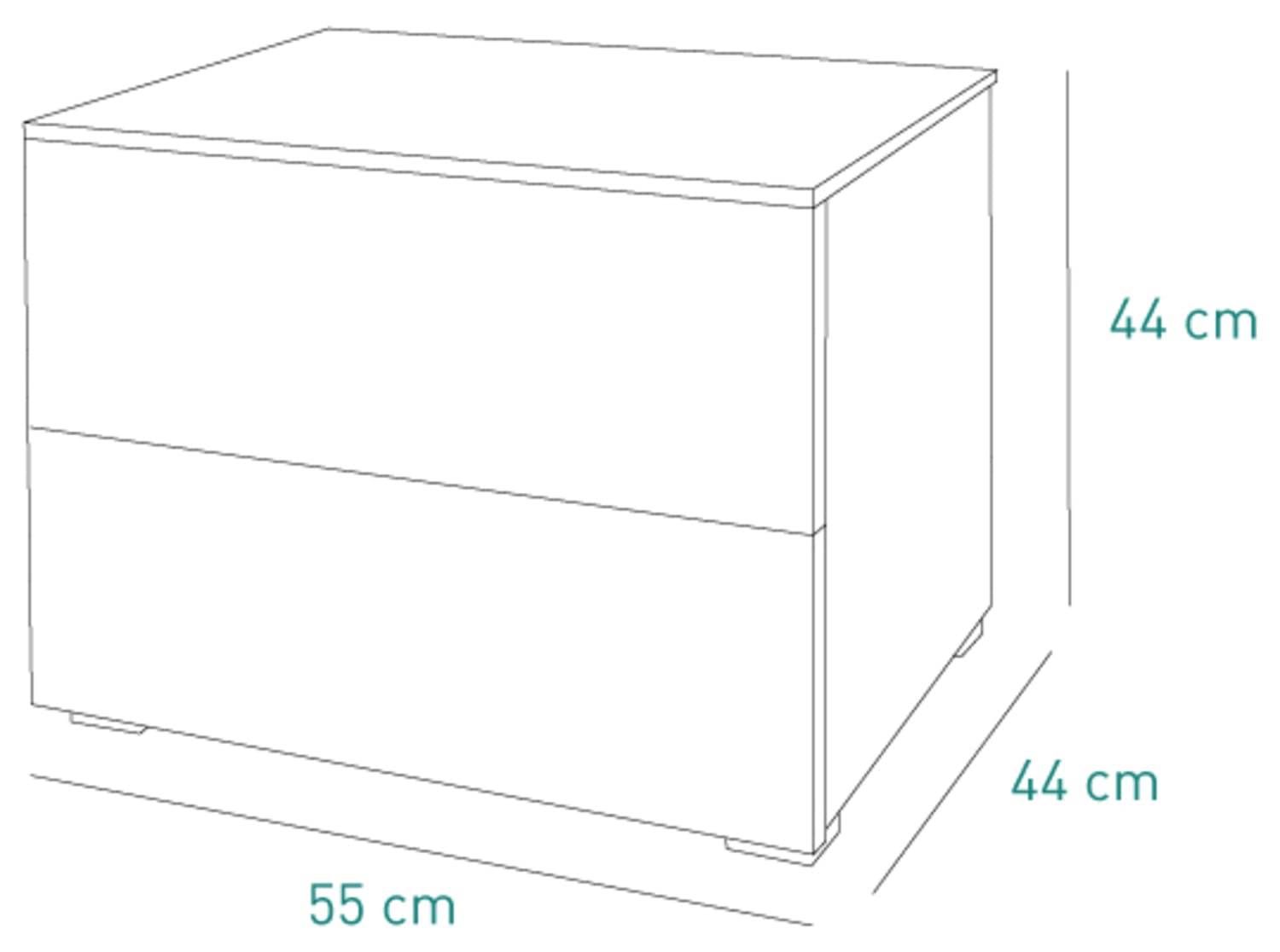 Composad Comodino 2 Cassetti Rovere Grey Oak senza Maniglie