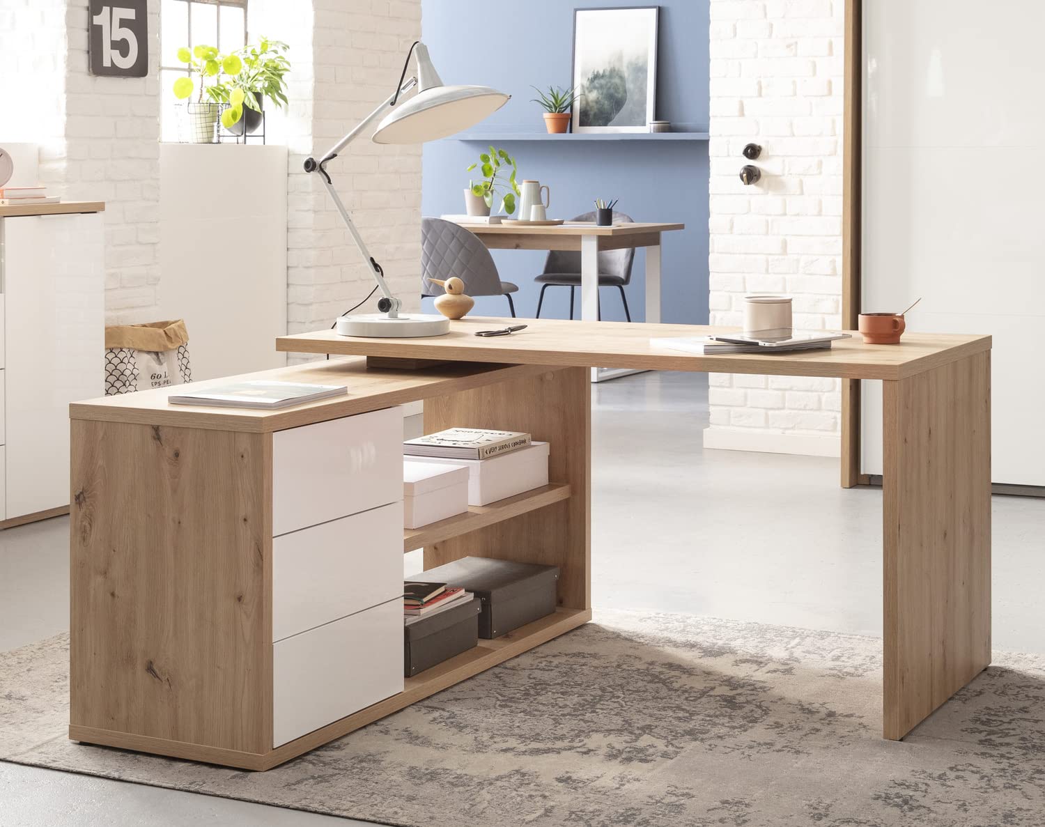 Composad Collegio Scrivania Angolare 139 cm Rovere Miele