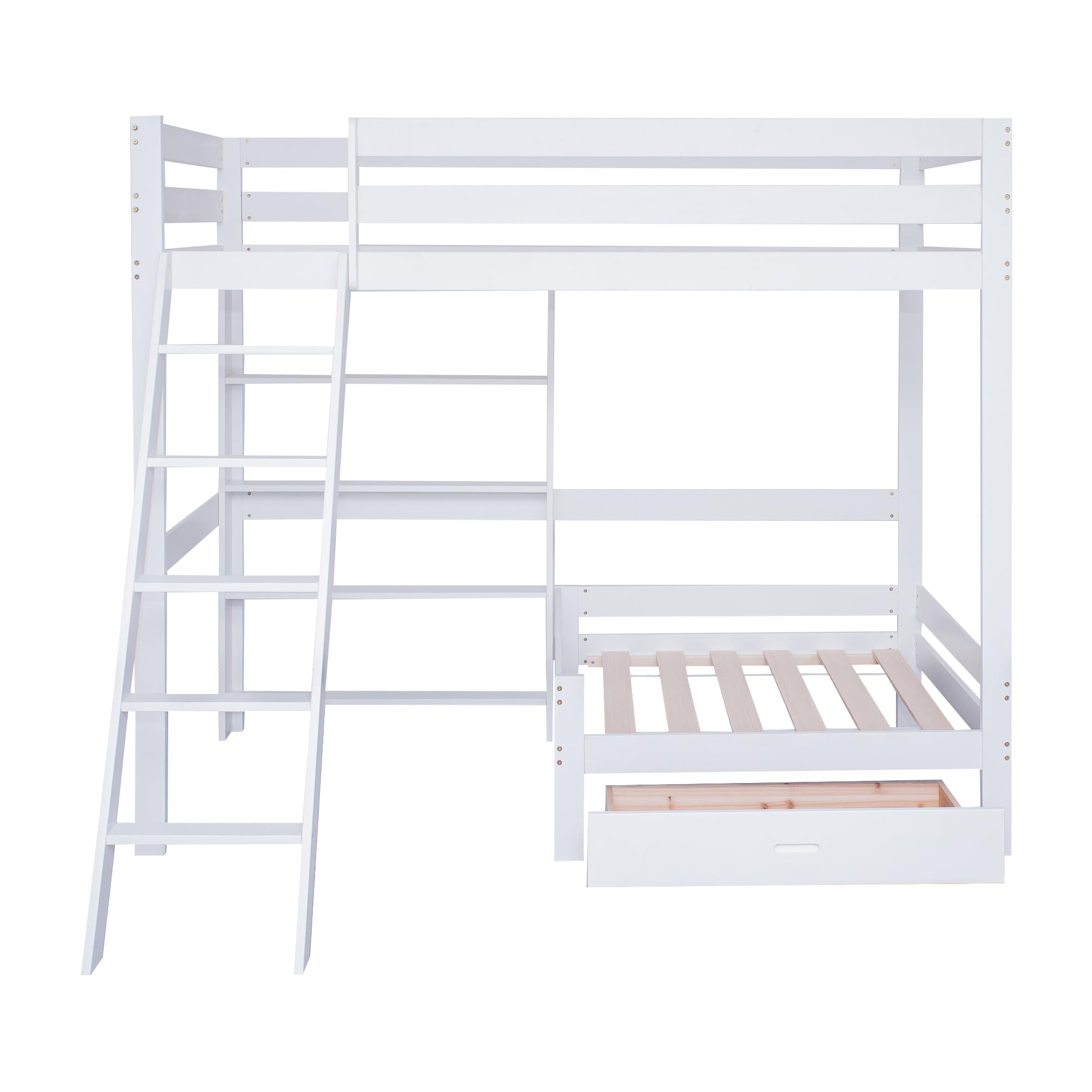 Dolamaní letto a soppalco 90x200 bianco con divano