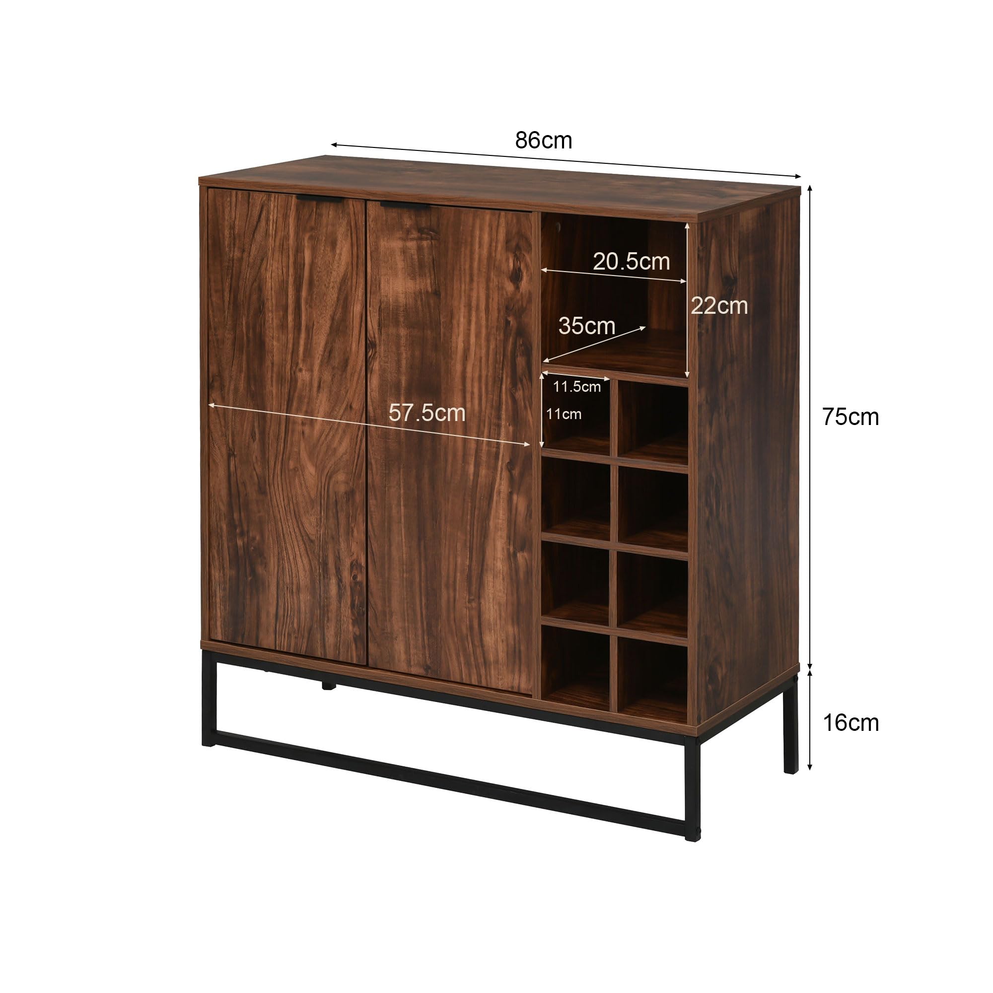 Dolamaní Credenza 86x75x36 cm ebano scuro 2 ante portavino