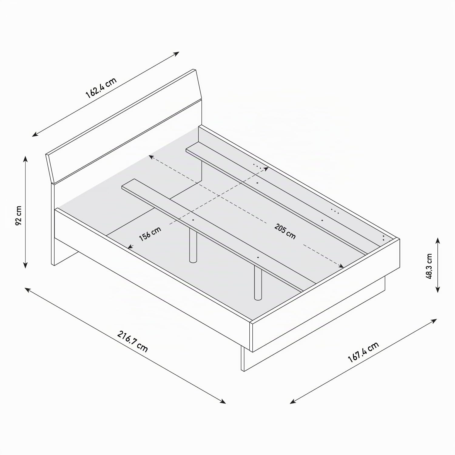 Composad Letto Matrimoniale alla Francese Bianco Laccato 162x217 cm
