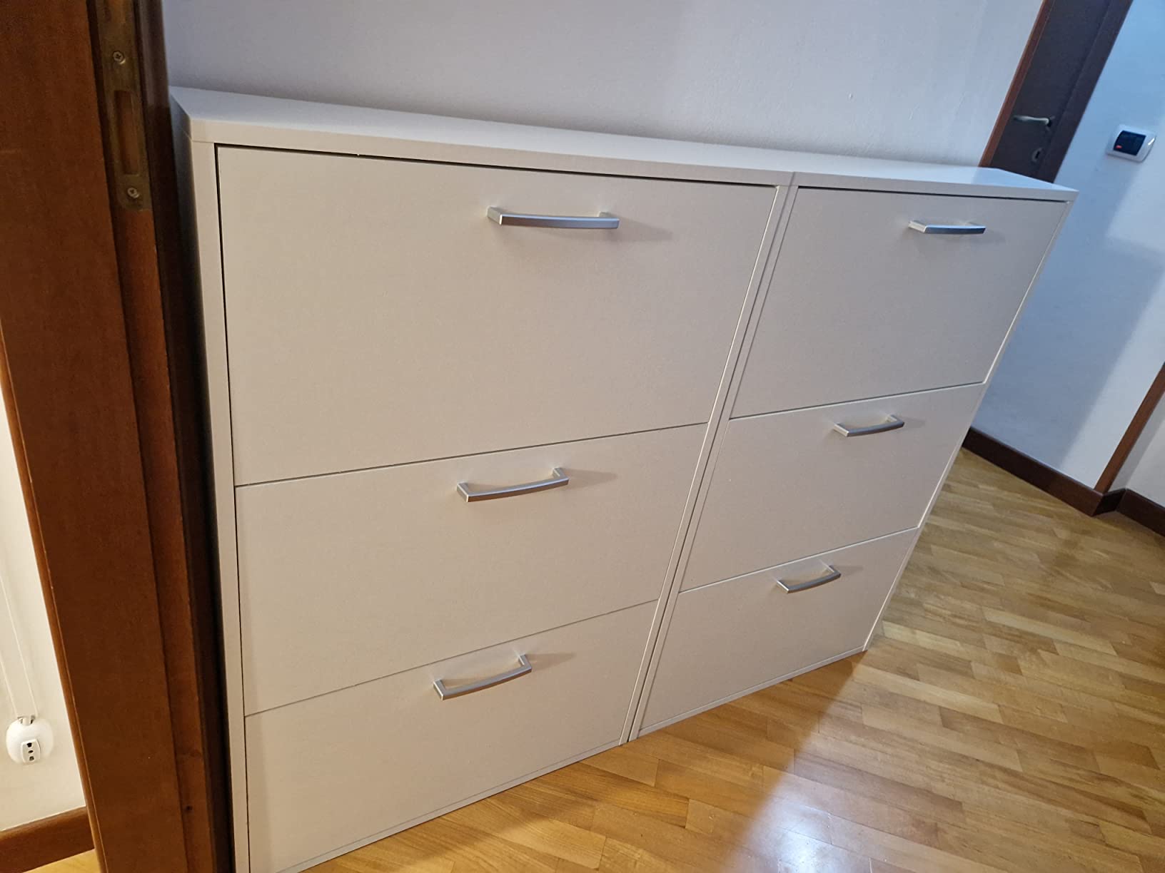 COMPOSAD Facile scarpiera 3 ribalte bianca 9 paia slim