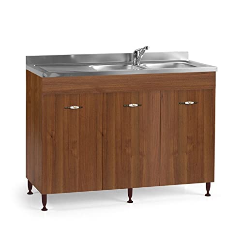 Iperbriko Mobile sottolavello 120 cm noce antico 3 ante