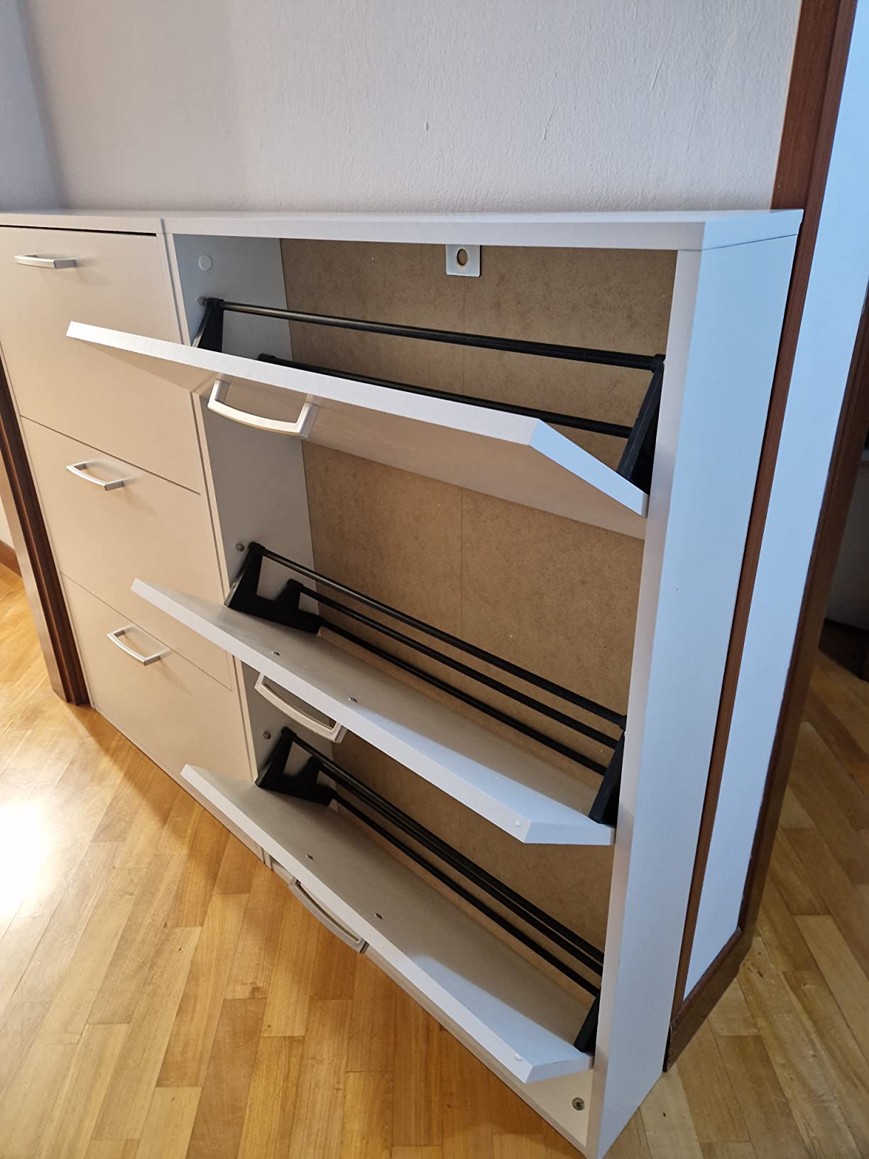 COMPOSAD Facile scarpiera 3 ribalte bianca 9 paia slim