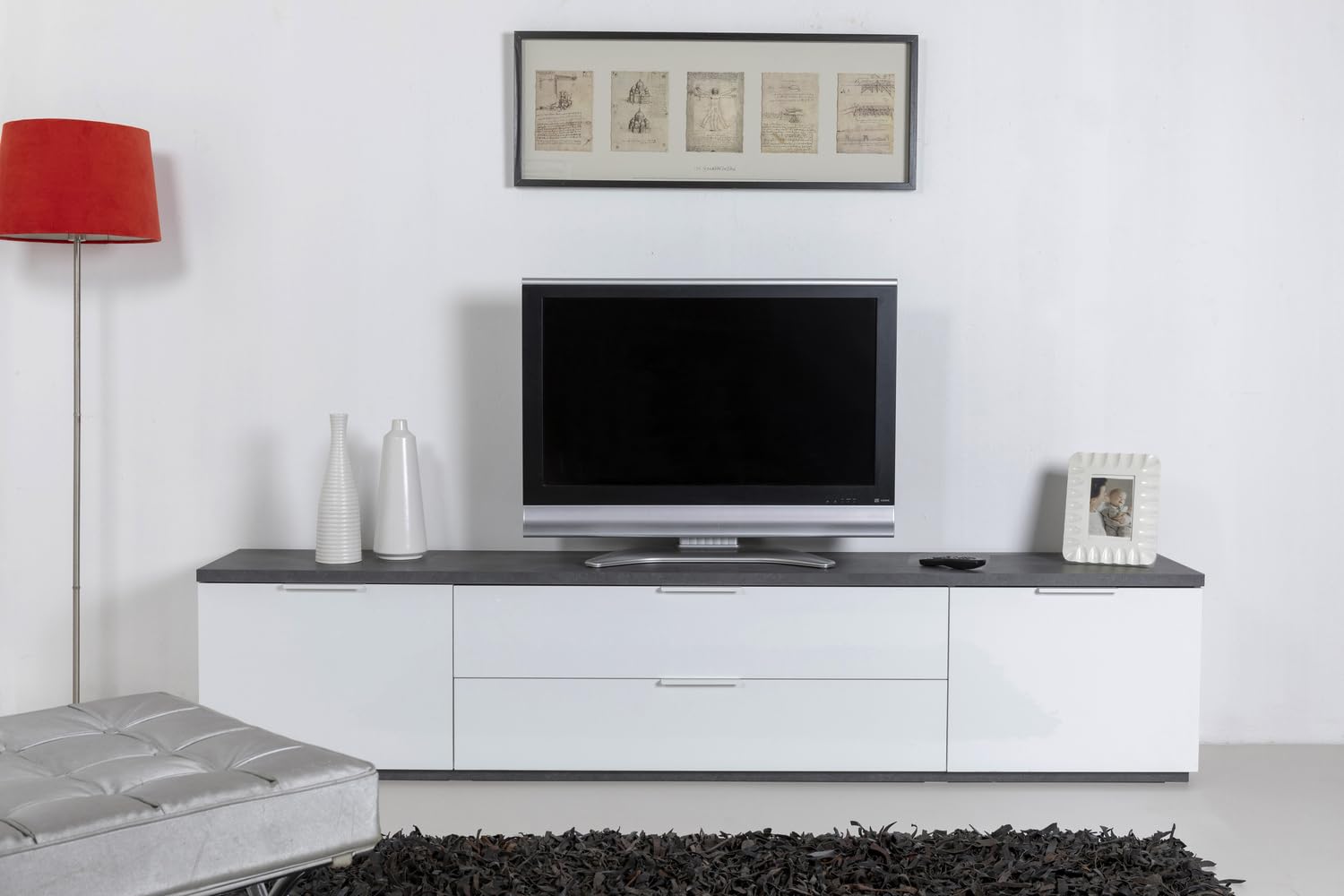 Composad Mundi mobile porta tv 2 ante 2 ribalte bianco-grigio 240