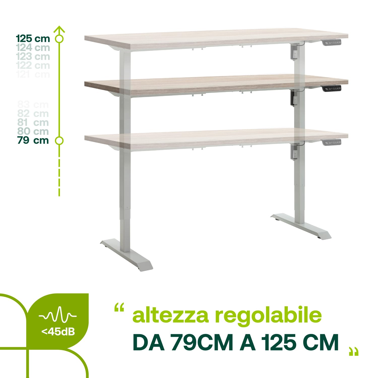 Composad Energia scrivania elettrica 150x69 rovere sonoma altezza regolabile