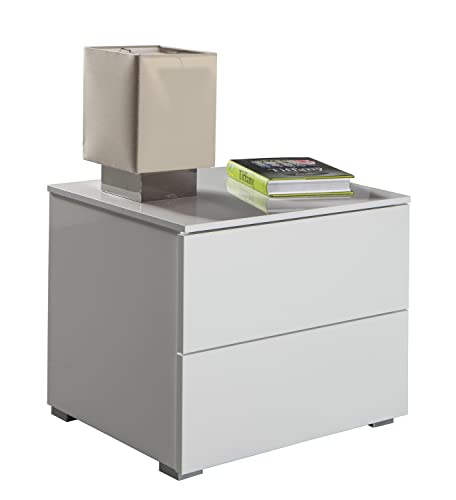 COMPOSAD Privilegio Comodino 2 Cassetti Bianco Laccato 55 cm