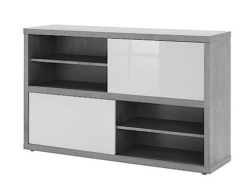 Composad Pratico Mobile Ante Scorrevoli Cemento Bianco 140 cm