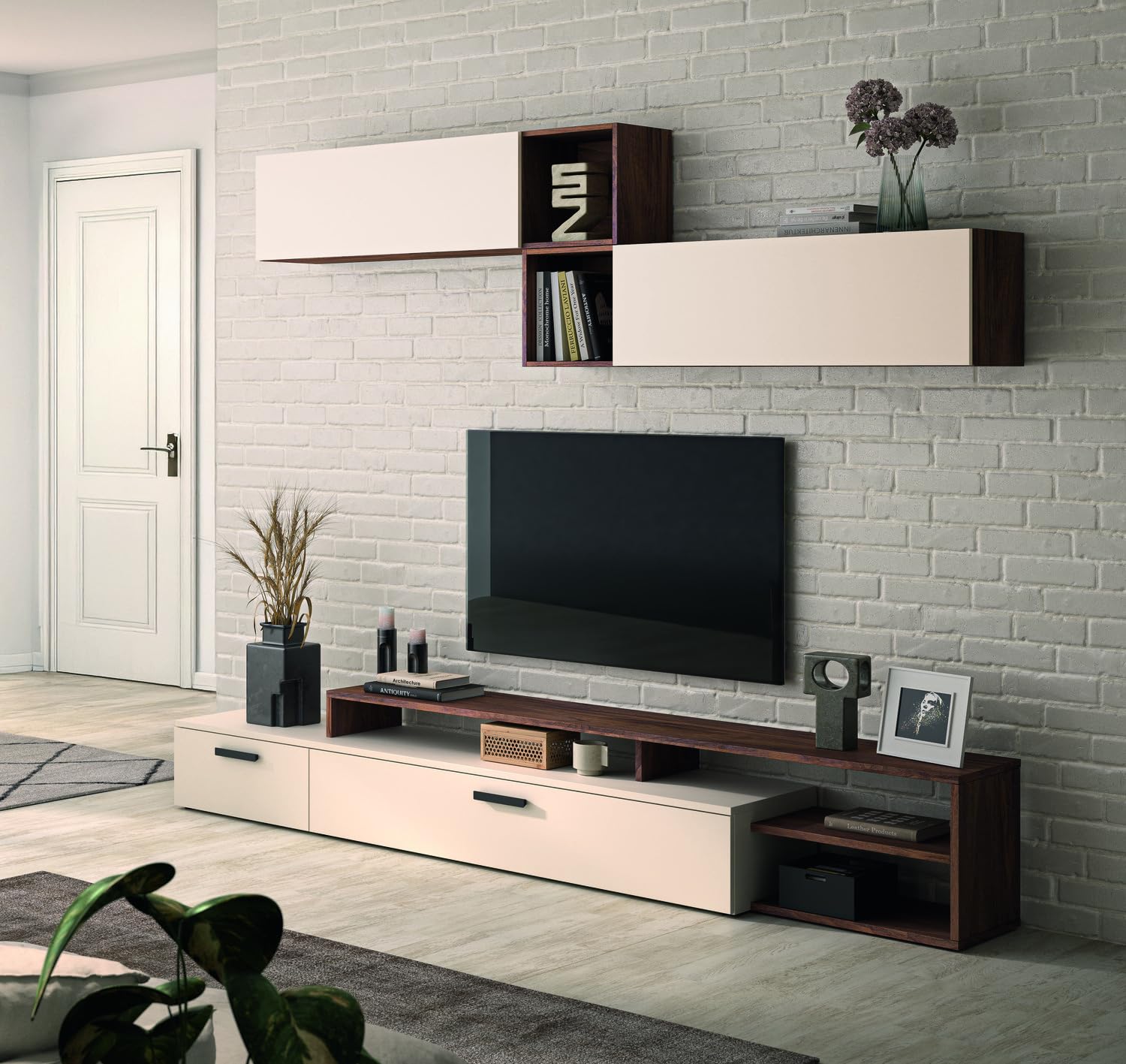 Composad Vittoria Soggiorno Completo Porta TV Noce Brera 3 Pezzi