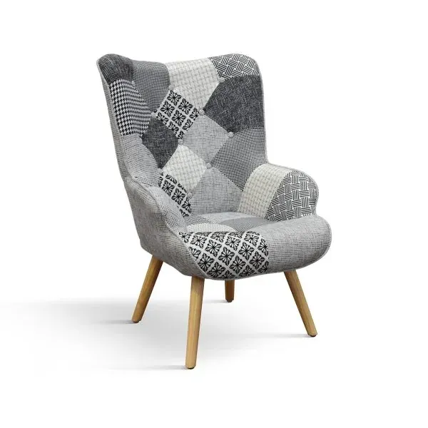 Epocantica Ludovica poltrona patchwork bianco e nero