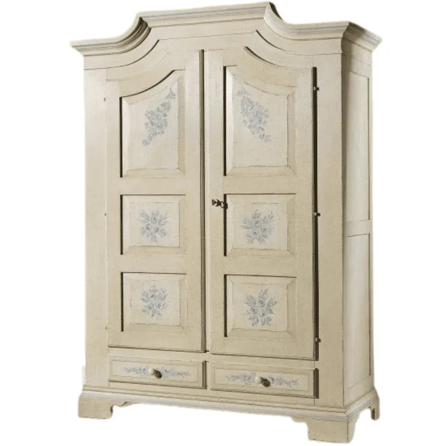 Epocantica Piemontese Armadio 2 Porte Legno Massello Avorio