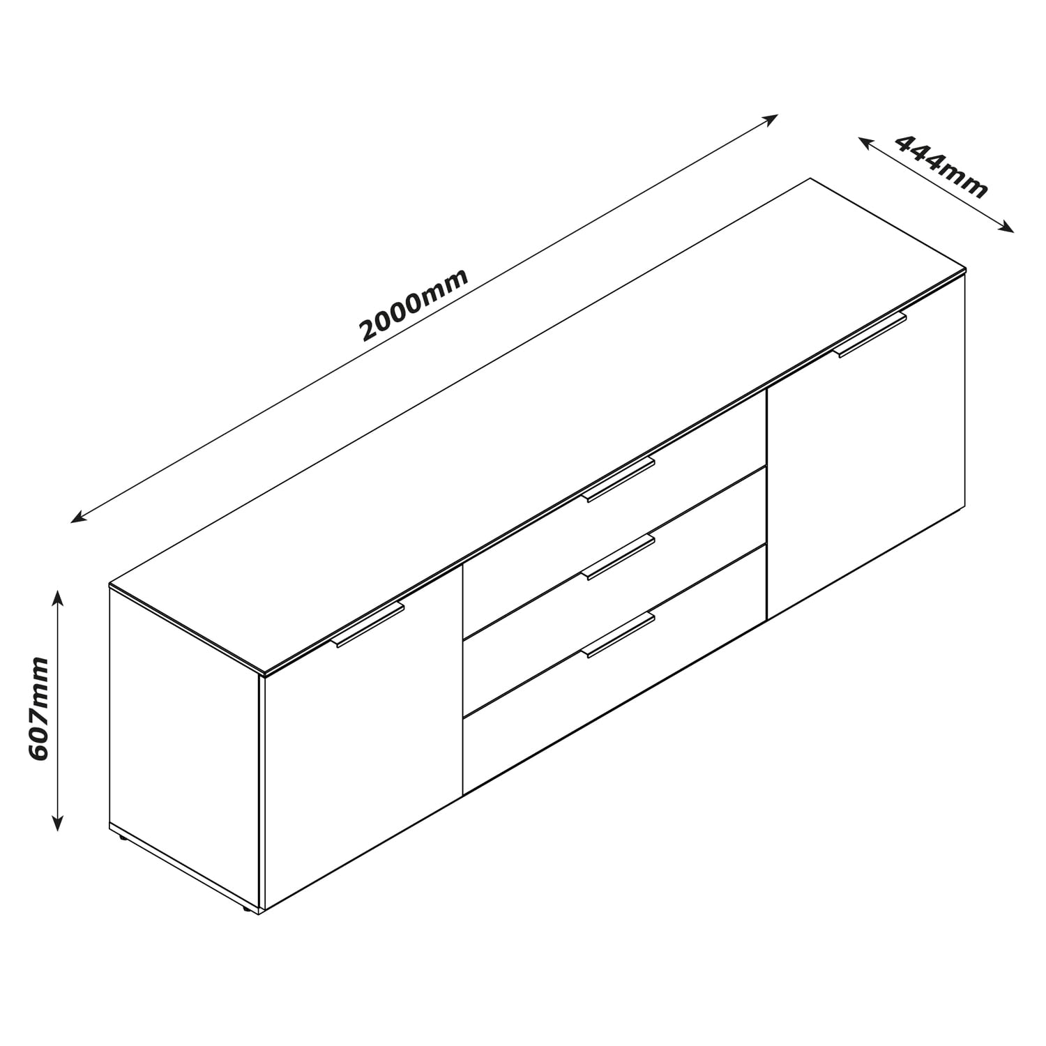 Composad Galaverna Mobile Porta TV 2 Ante 3 Cassetti Titanio 200 cm