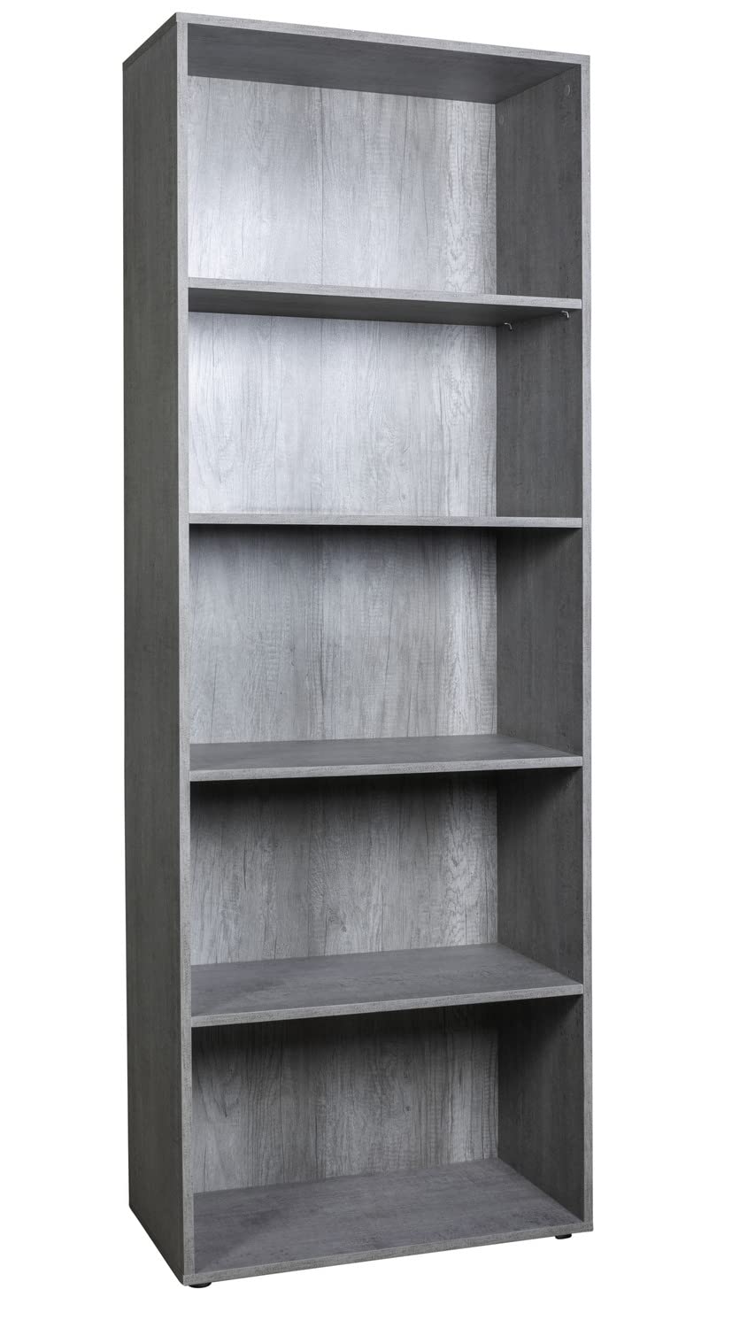 Composad Flow Libreria Alta 4 Ripiani Grigio Cemento 69x200 cm