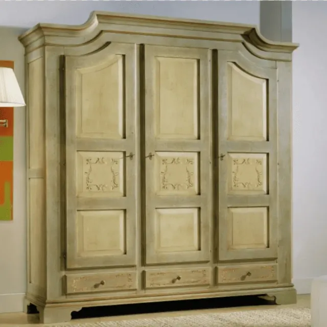 Epocantica Piemontese armadio 3 porte verde dipinto mano