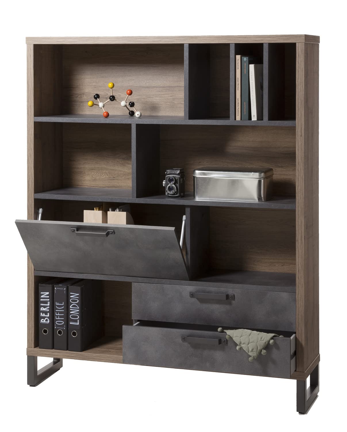 Composad LaFabrica Libreria 8 Vani Rovere Grigio