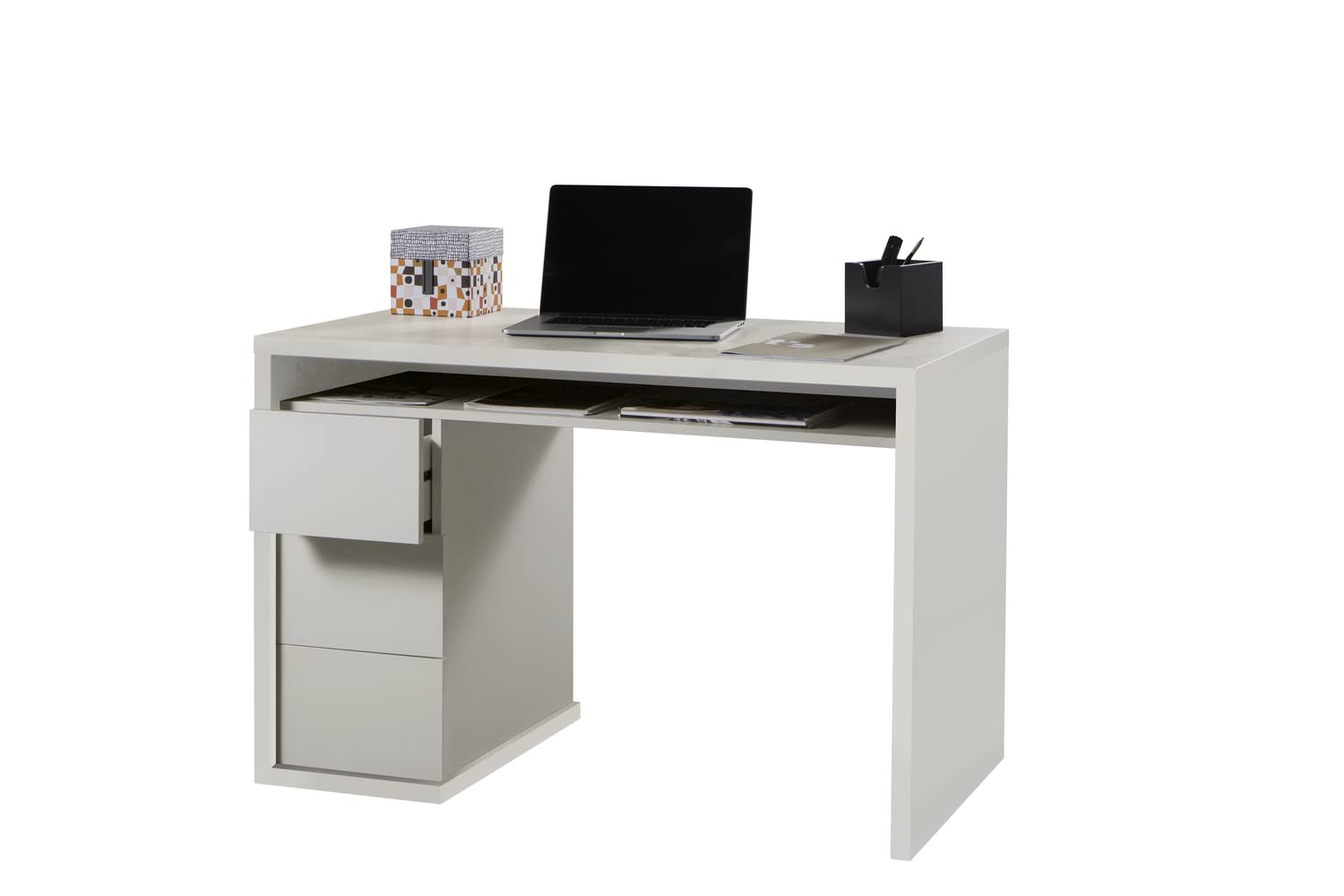 Composad Moneta Scrivania 3 Cassetti Bianco 110 cm
