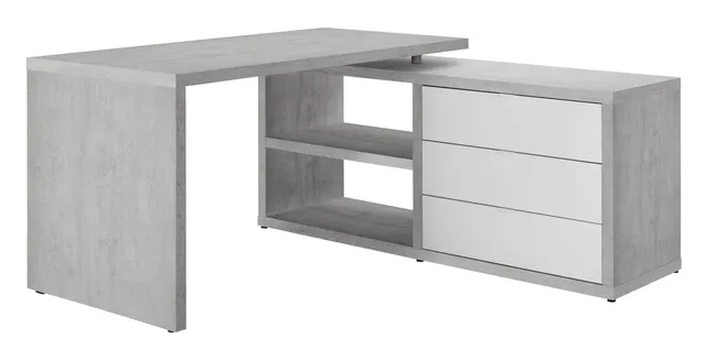 Composad Pratico Scrivania angolare 140x150 cemento bianco