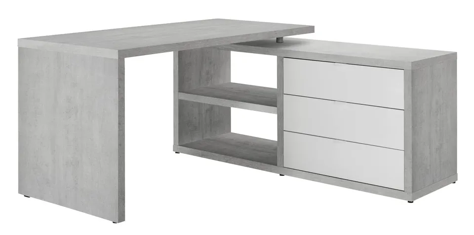 Composad Pratico Scrivania angolare 140x150 cemento bianco