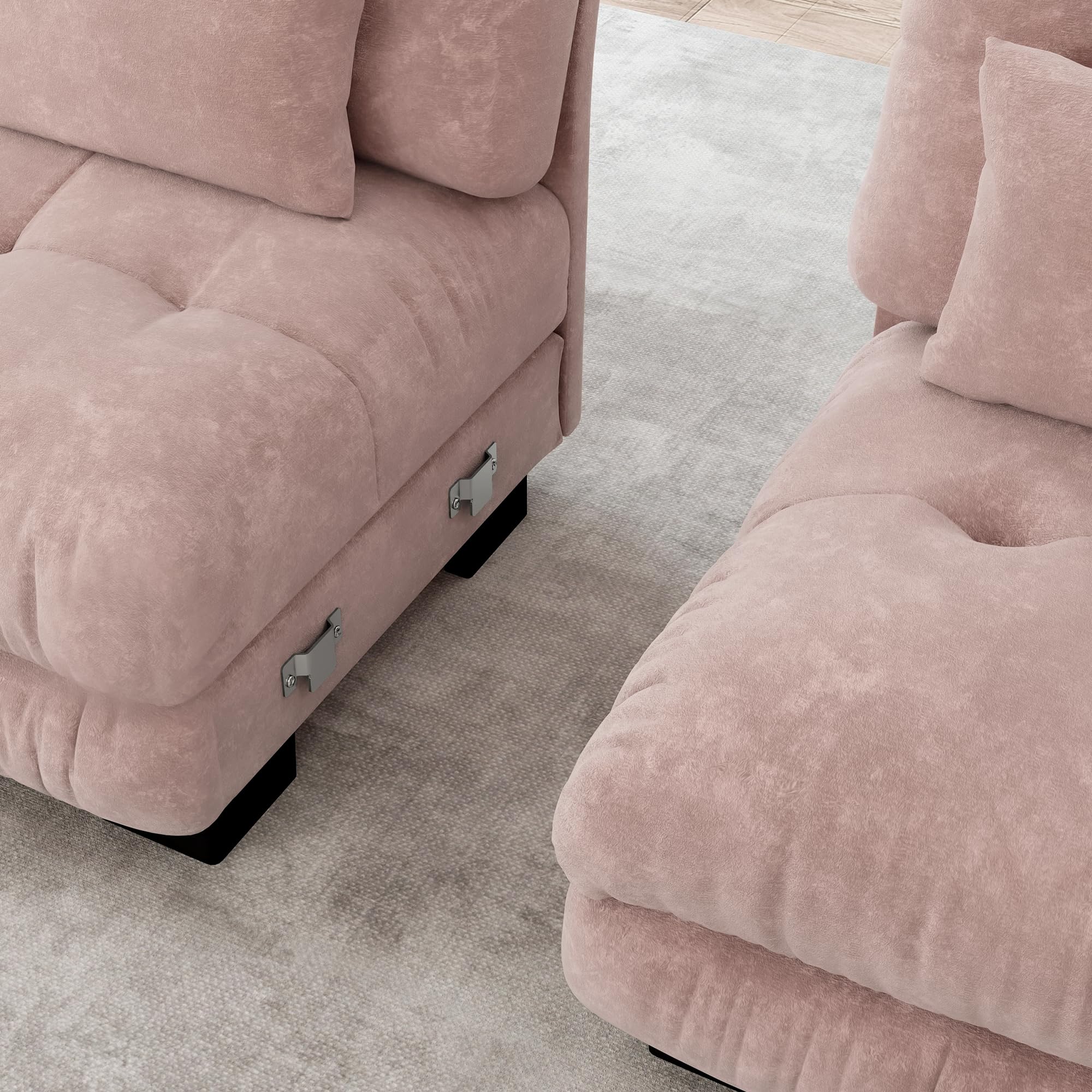 Dolamaní Divano 2 Posti Rosa con Sgabello Ciniglia