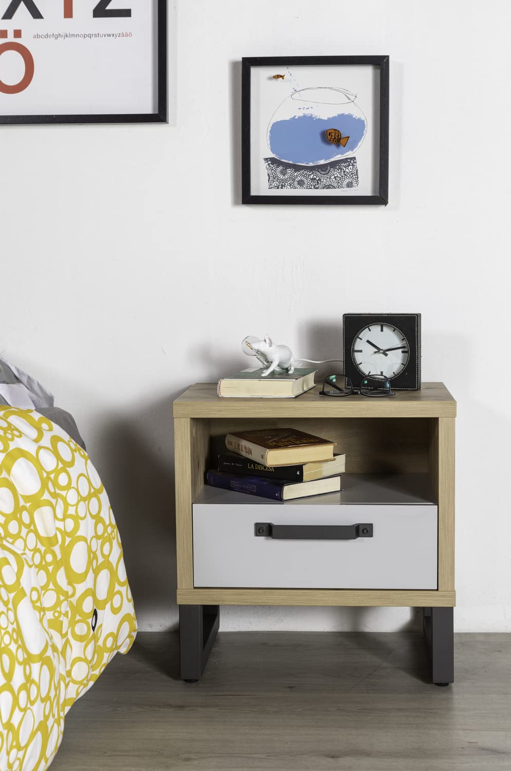 Composad Lafabrica Comodino 1 Cassetto Rovere Grigio