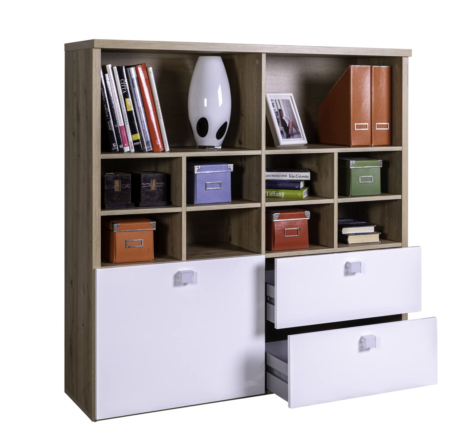 Composad Globo Libreria 131 cm Rovere Miele e Bianco