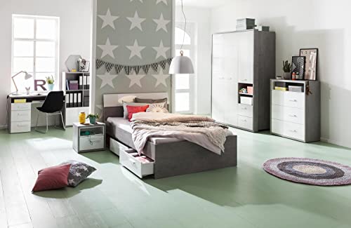 Composad Mi Piace Letto Singolo 2 Cassetti Cemento Bianco
