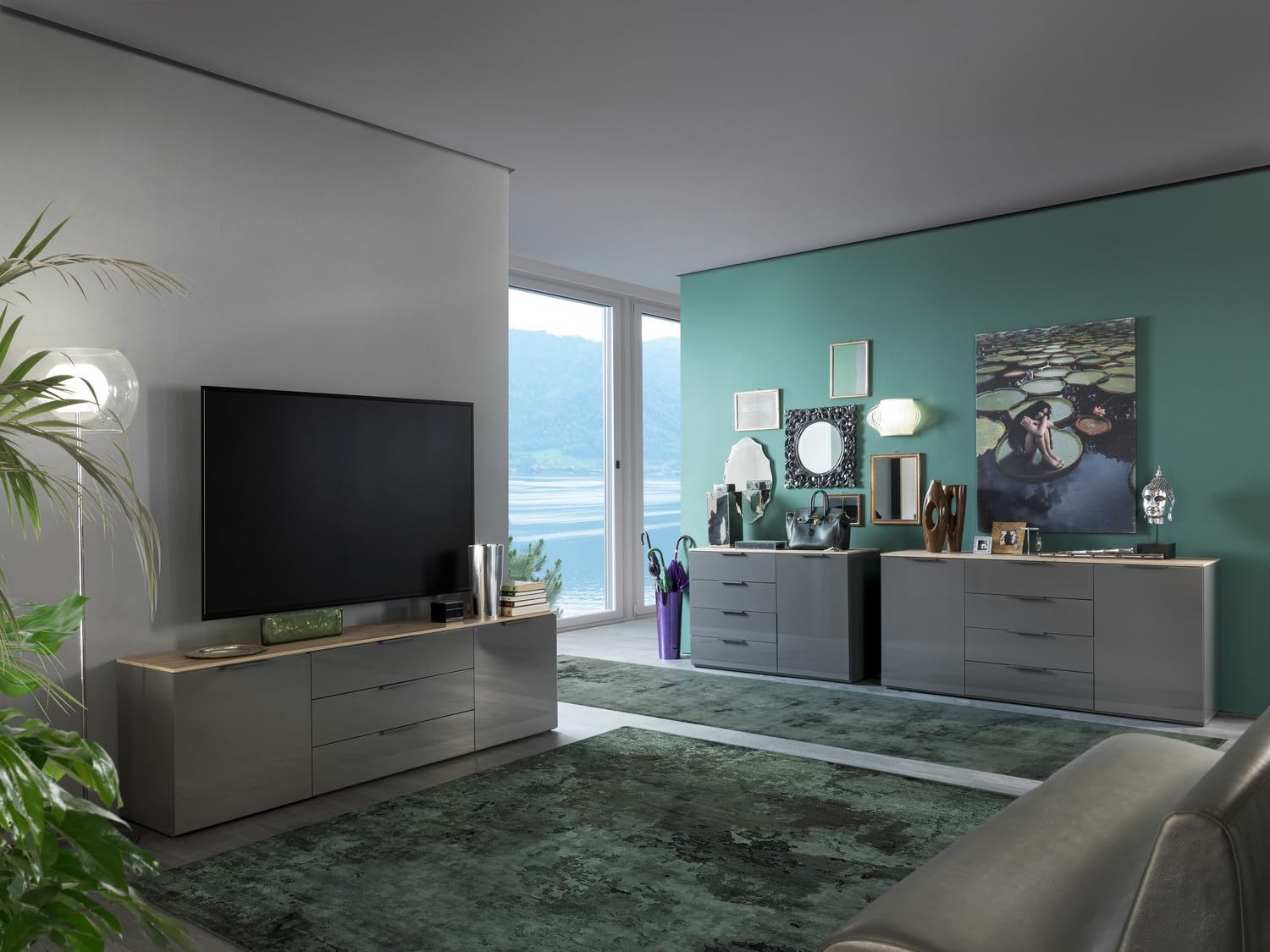 Composad Galaverna Madia 1 Anta 4 Cassetti Grigio Titanio 120 cm