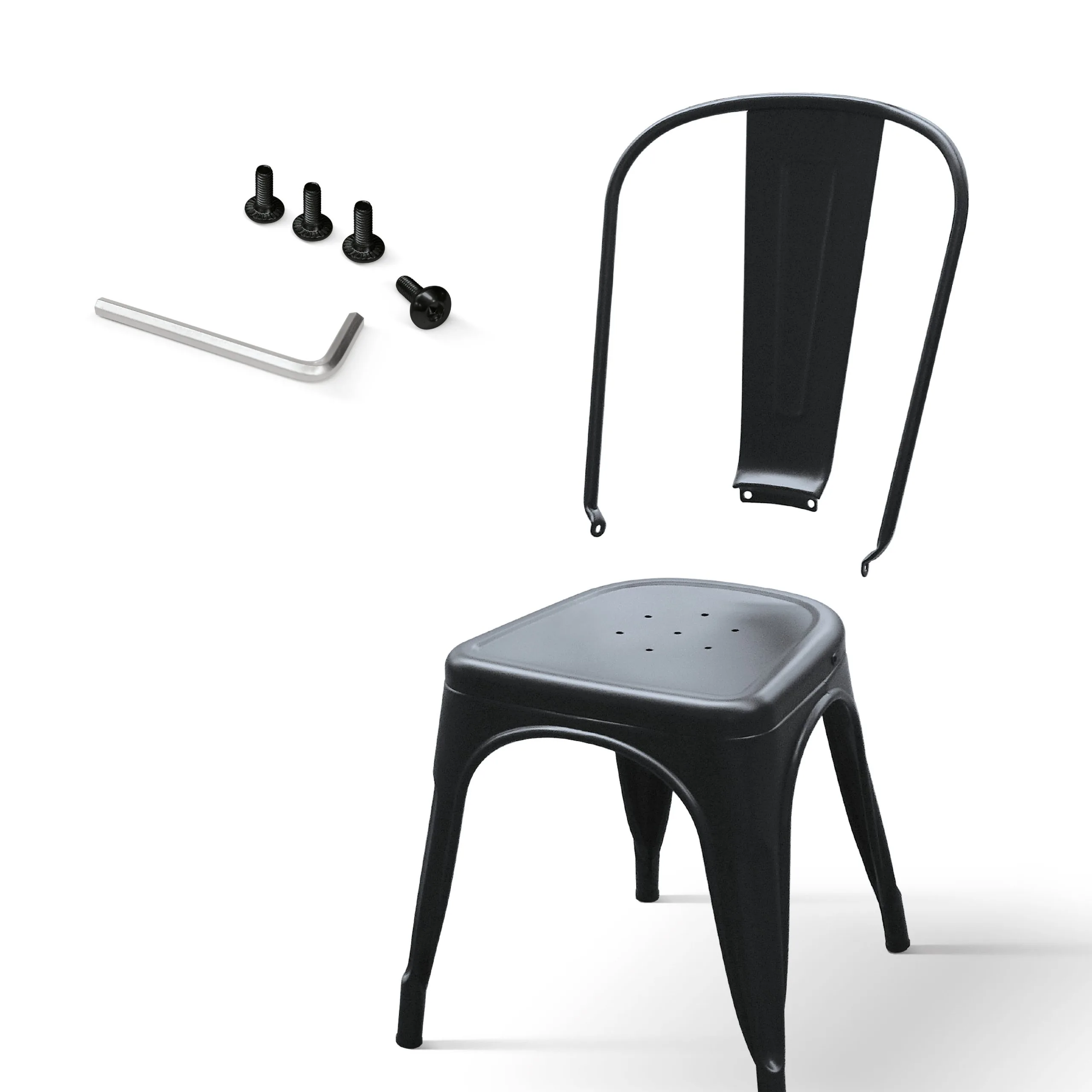 Epocantica sedia metallo schienale set 4 pezzi grigio