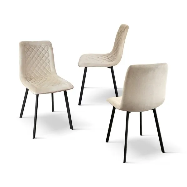 Epocantica sedia in velluto trapuntata gambe nere set 4 velluto
