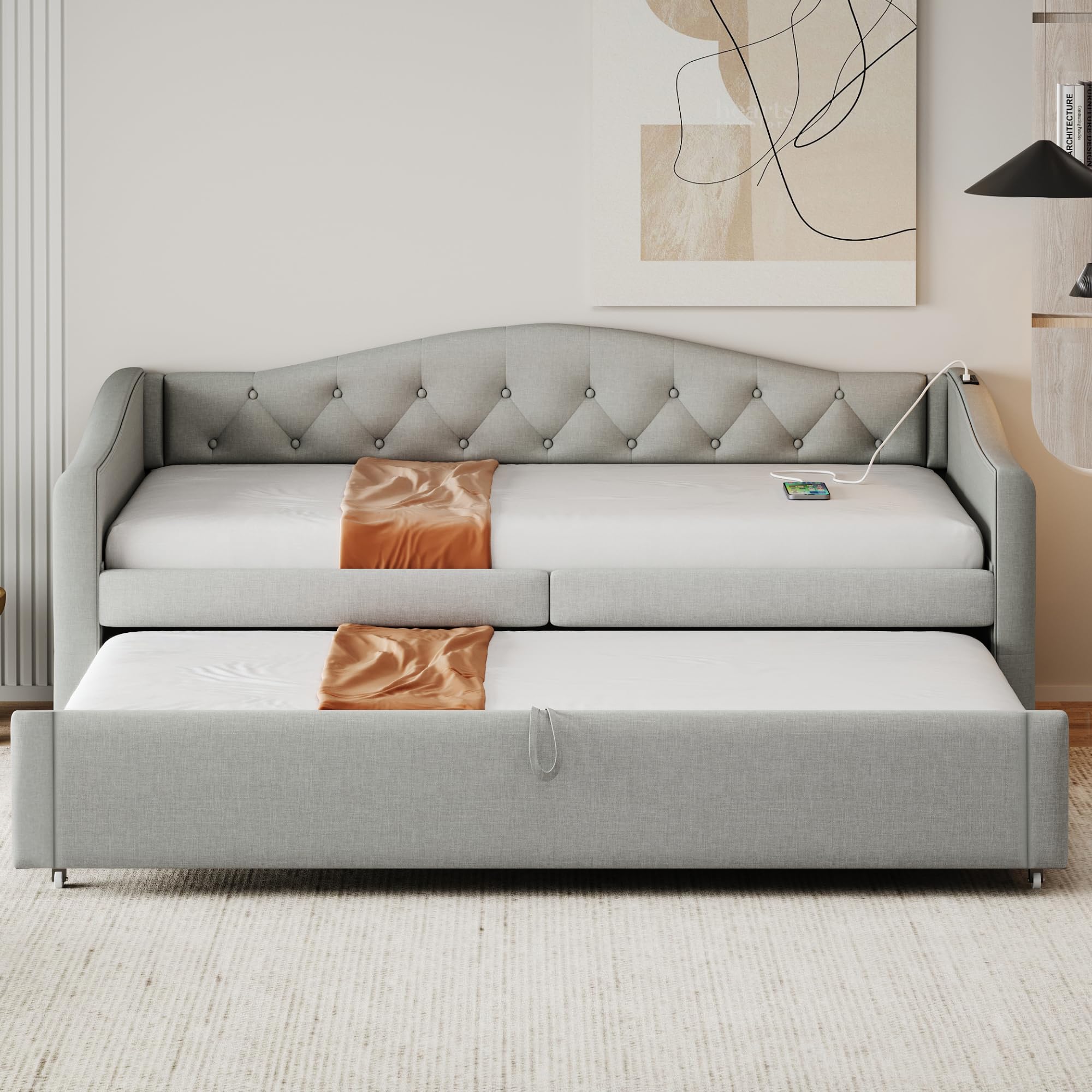 Dolamaní Divano Letto 90/180x200 Grigio Tessuto Lino