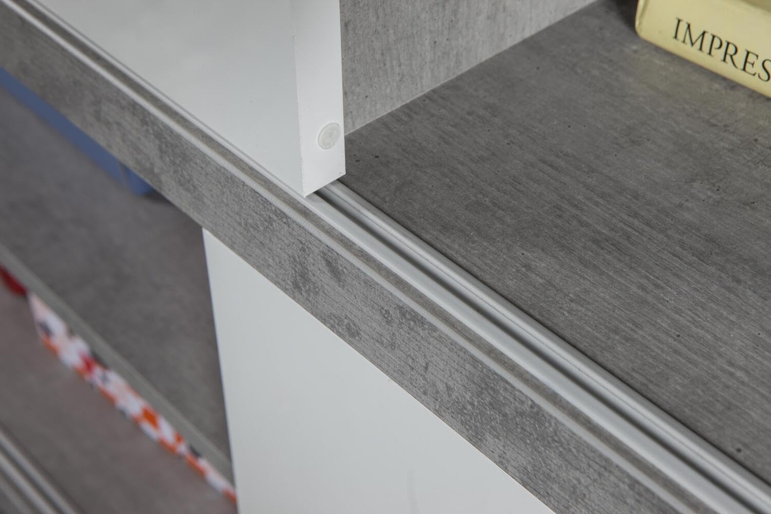 Composad Pratico Mobile Ante Scorrevoli Cemento Bianco 140 cm