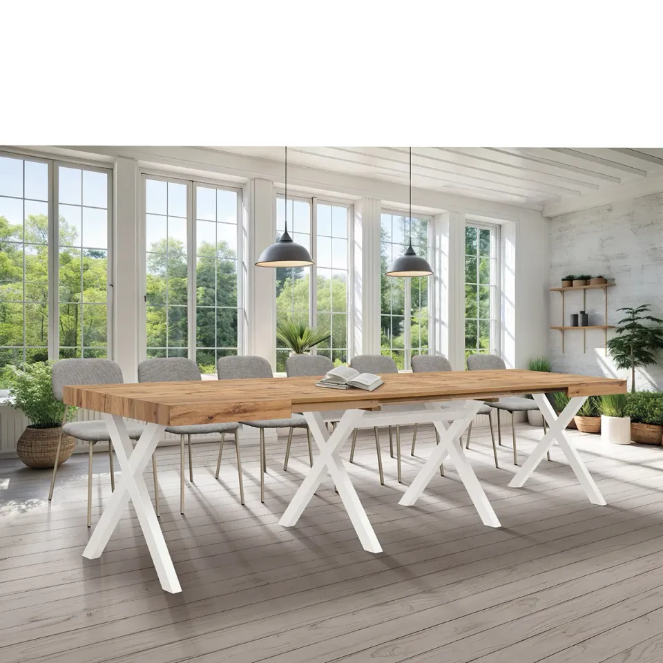 Epocantica Tavolo Allungabile Gambe a X Rovere 16 Posti