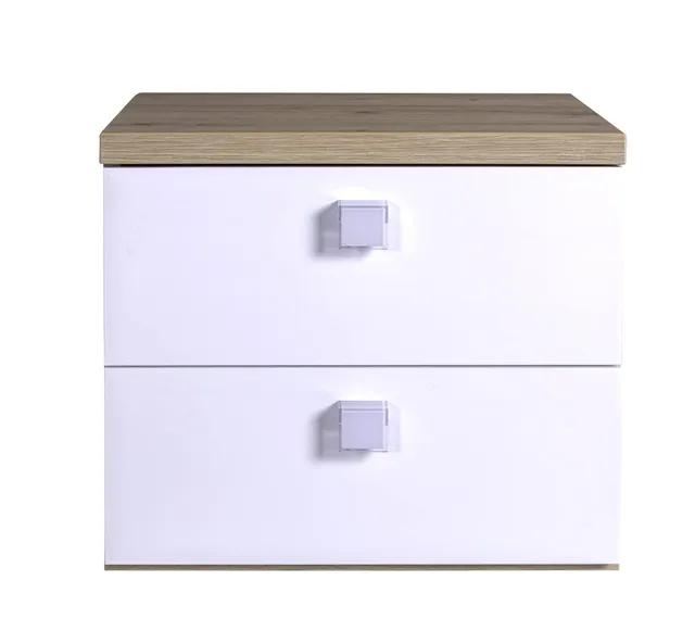 Composad Globo comodino 2 cassetti rovere bianco