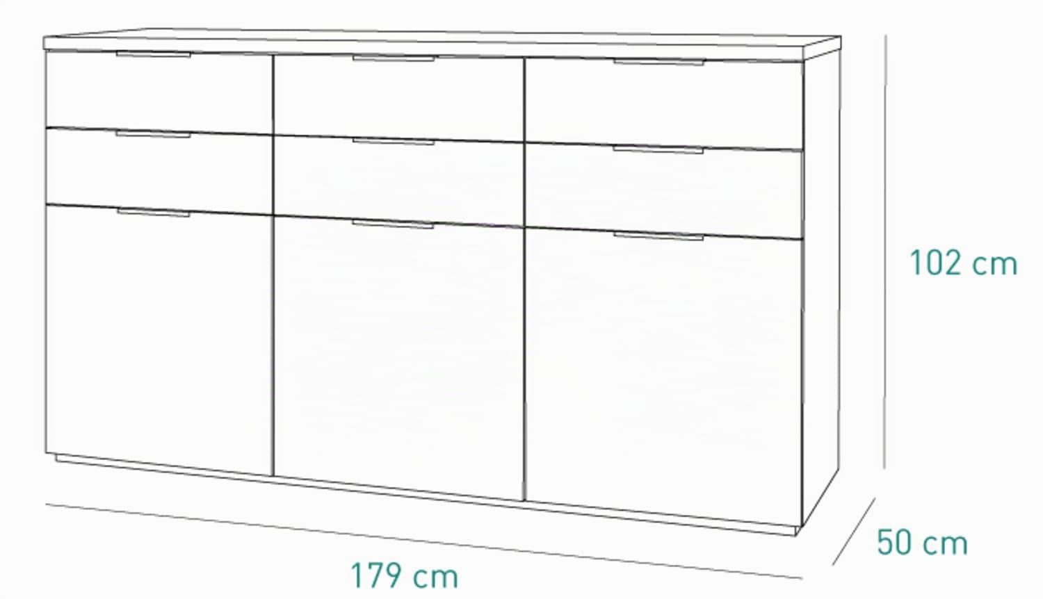 Composad Mundi Credenza 6 Cassetti 3 Ante Rovere Bianco