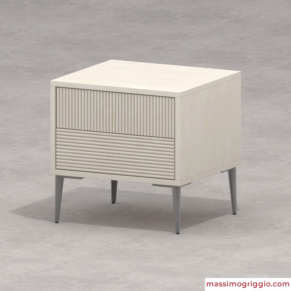 Massimo Griggio comodino 2 cassetti con gambe small nobilitato
