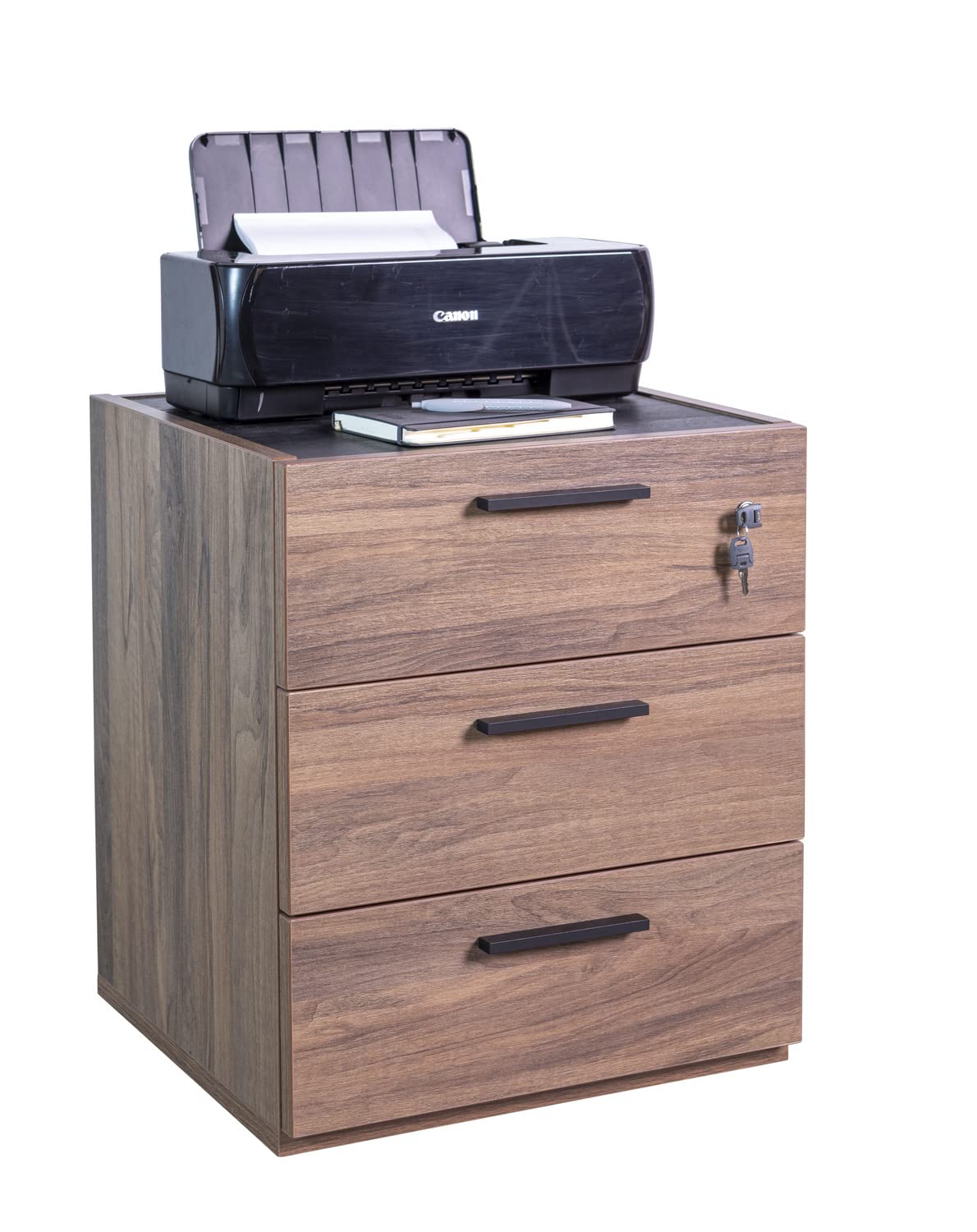 Composad Davinci Brera cassettiera 3 cassetti ruote noce nero